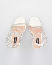 AMY - tacchi a spillo bianchi con spirale semi-rigida ricoperta di strass