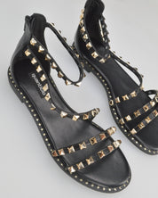 PERCY - sandali flat neri con borchie metalliche