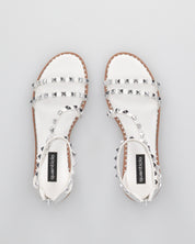 PERCY - sandali flat bianco con borchie metalliche