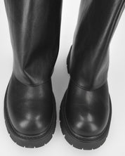 HEMMY - stivali 2 in 1 in simil pelle nera con suola carrarmato