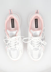 CAROLA - chunky sneakers bianche con inserti ed interno rosa