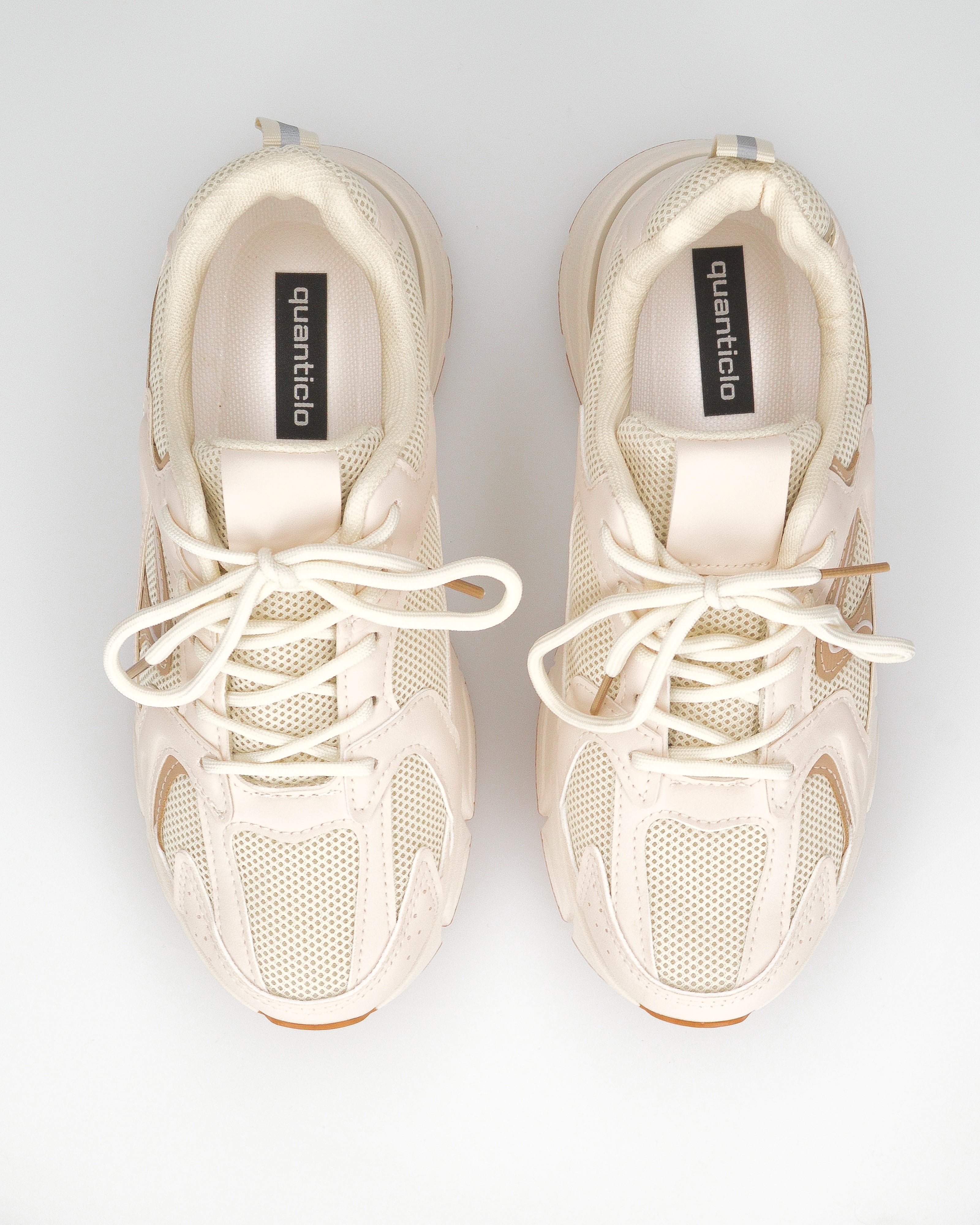 CAROLA - chunky sneakers beige con inserti ed interno rosa