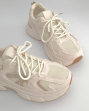CAROLA - chunky sneakers beige con inserti ed interno rosa