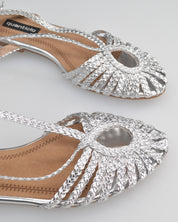 LIXY - sandalini flat argentati con trama intrecciata e lacci