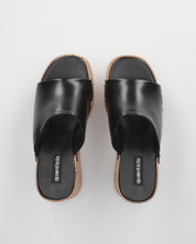 CHAKA - zeppe in simil sughero con fascia nera liscia