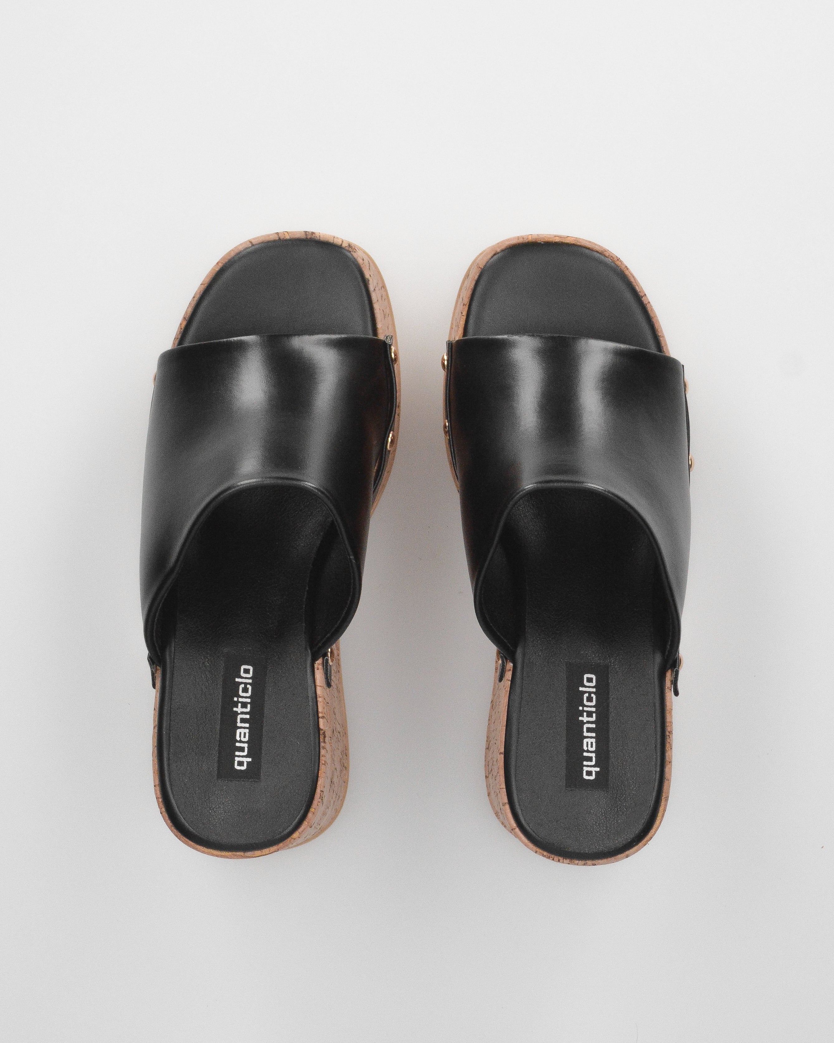 CHAKA - zeppe in simil sughero con fascia nera liscia