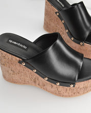 CHAKA - zeppe in simil sughero con fascia nera liscia