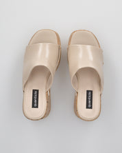 CHAKA - zeppe in simil sughero con fascia beige liscia