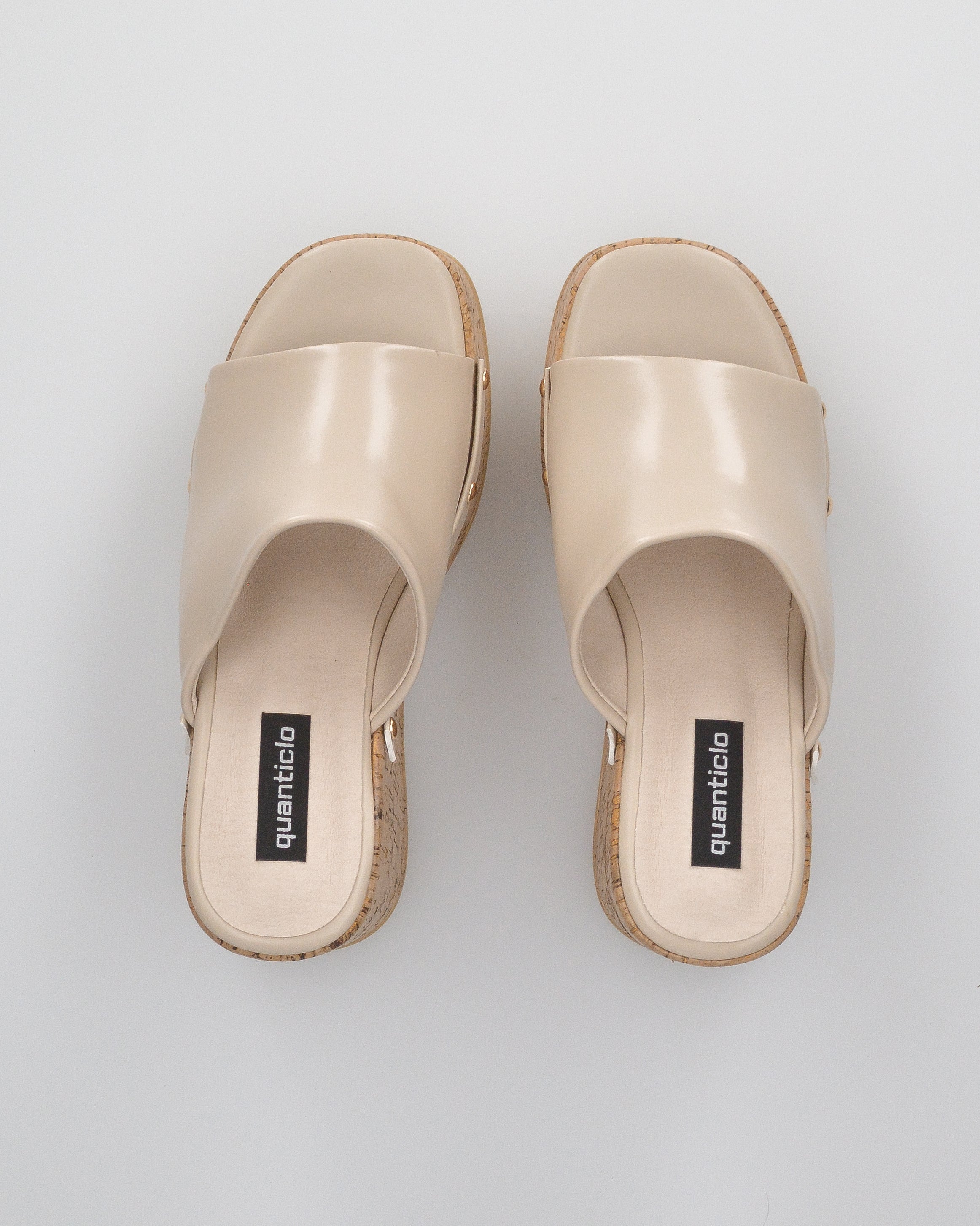 CHAKA - zeppe in simil sughero con fascia beige liscia