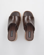 CHAKA - zeppe in simil sughero con fascia marrone liscia
