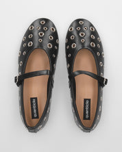 VANA - ballerine nere con occhielli metallici e soletta beige