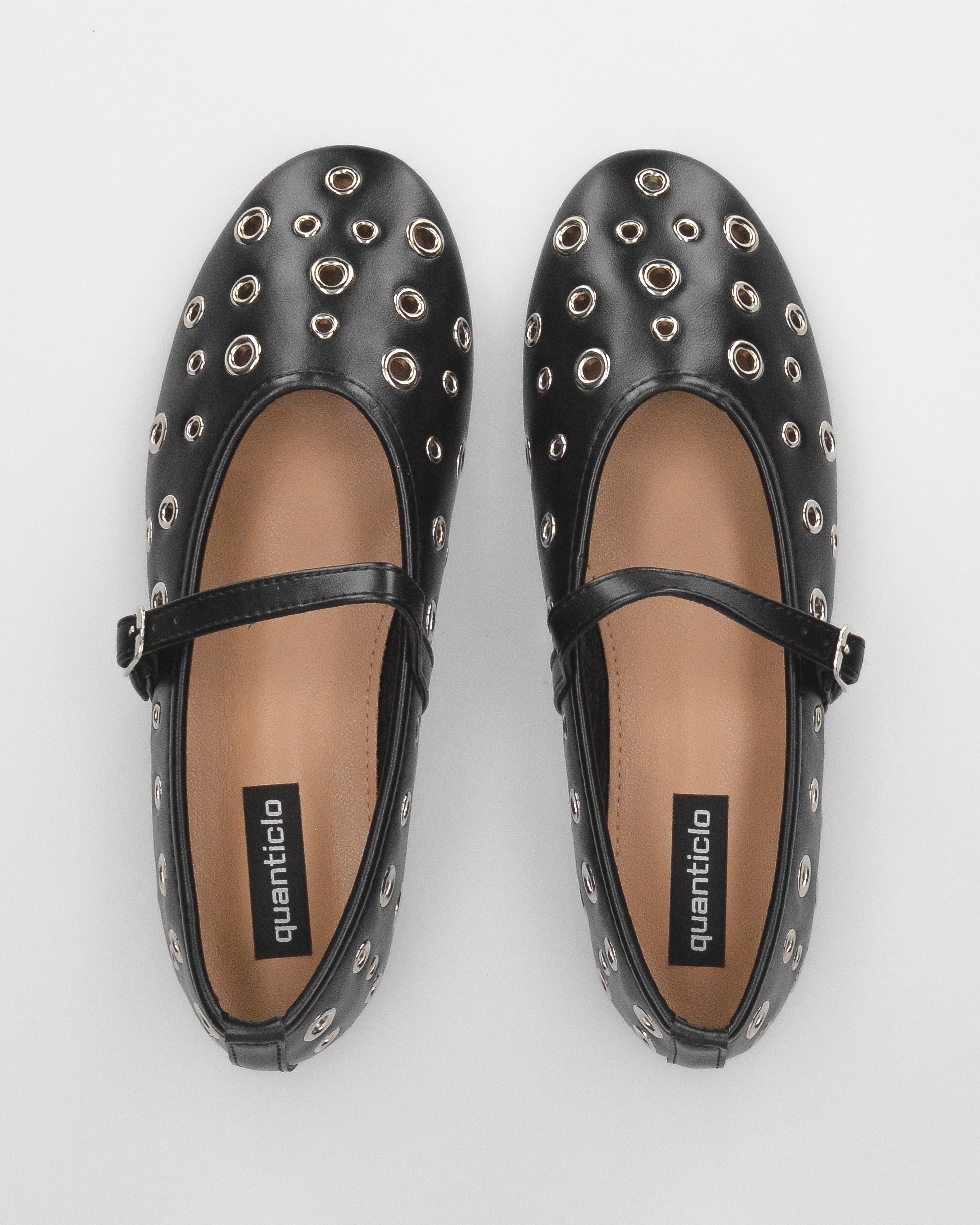 VANA - ballerine nere con occhielli metallici e soletta beige