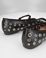 VANA - ballerine nere con occhielli metallici e soletta beige