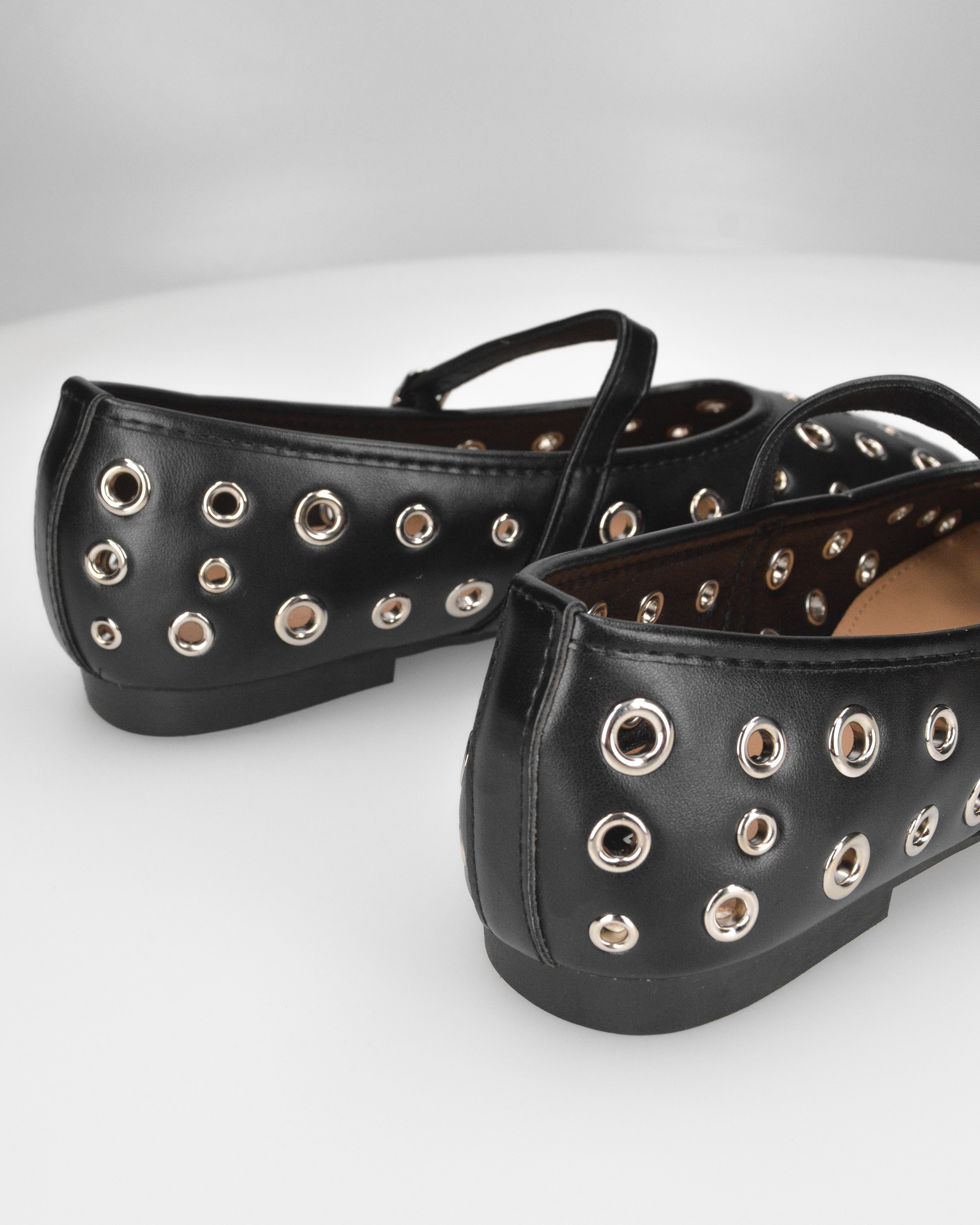 VANA - ballerine nere con occhielli metallici e soletta beige