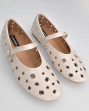 VANA - ballerine beige con occhielli metallici e soletta beige