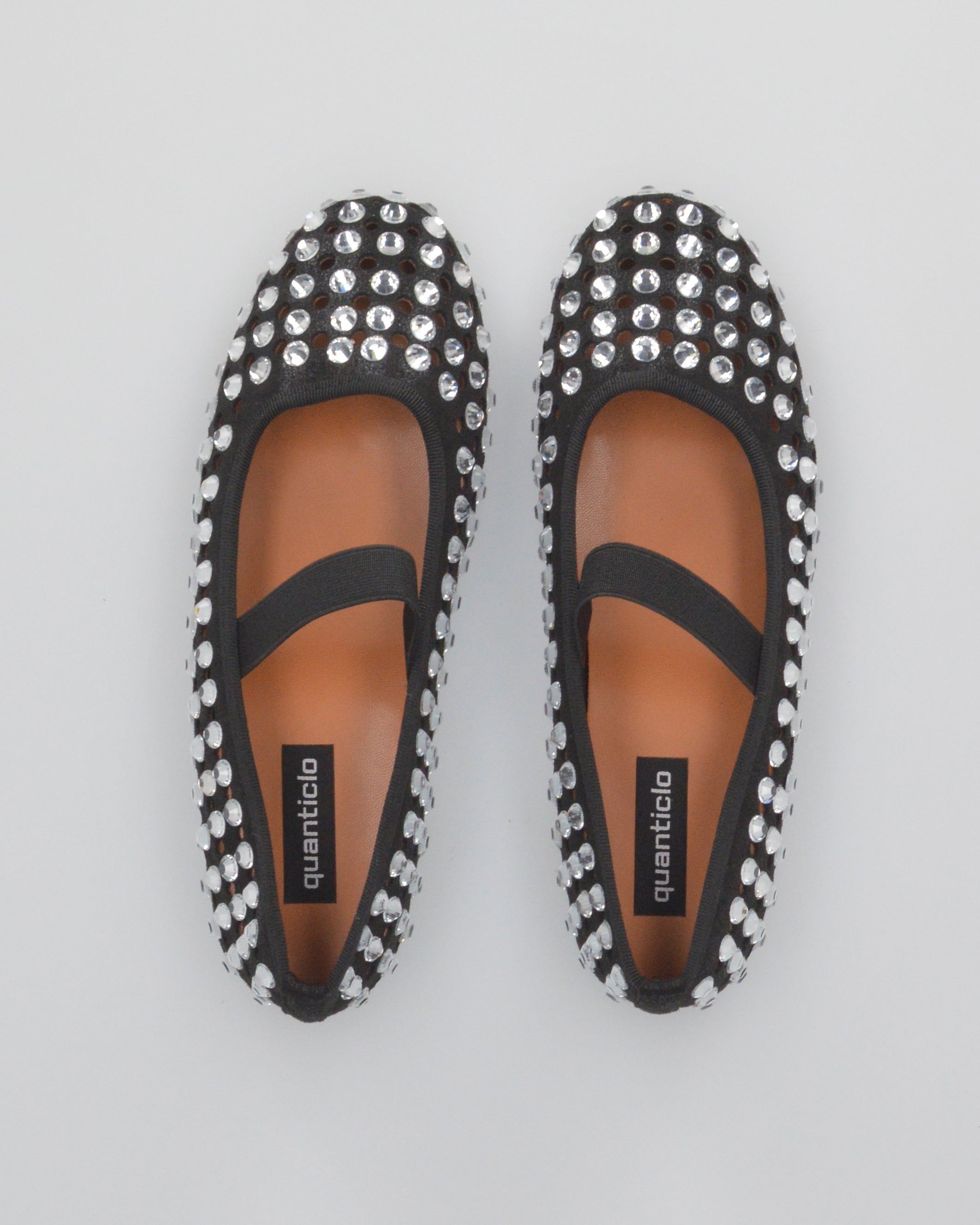 KALIA - ballerine nere traforate con gemme decorative e fascia elastica