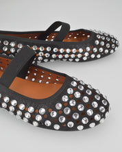 KALIA - ballerine nere traforate con gemme decorative e fascia elastica