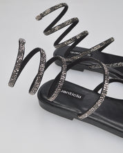 HANNA - sandali flat neri con spirale