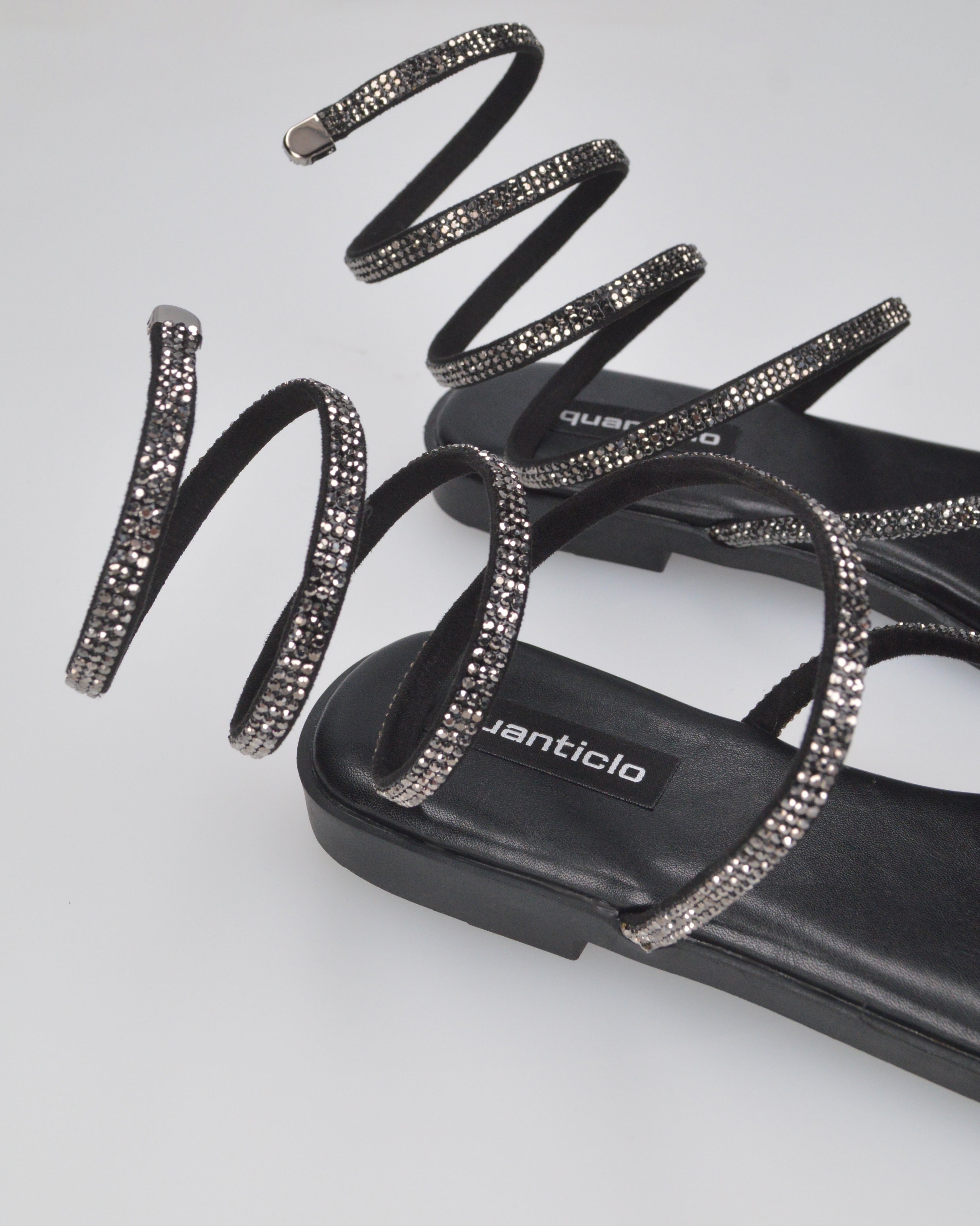 HANNA - sandali flat neri con spirale
