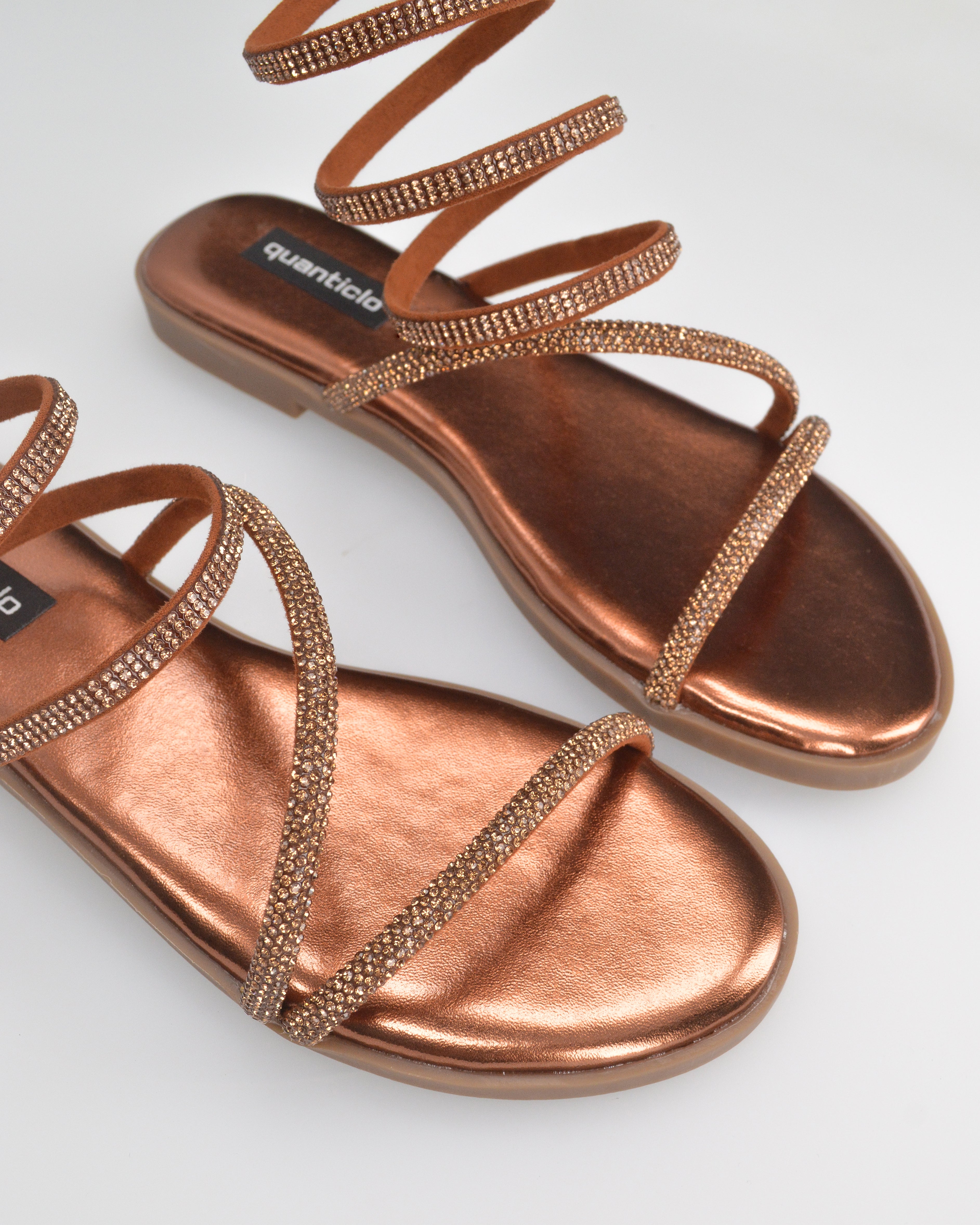 HANNA - sandali flat color bronzo con spirale