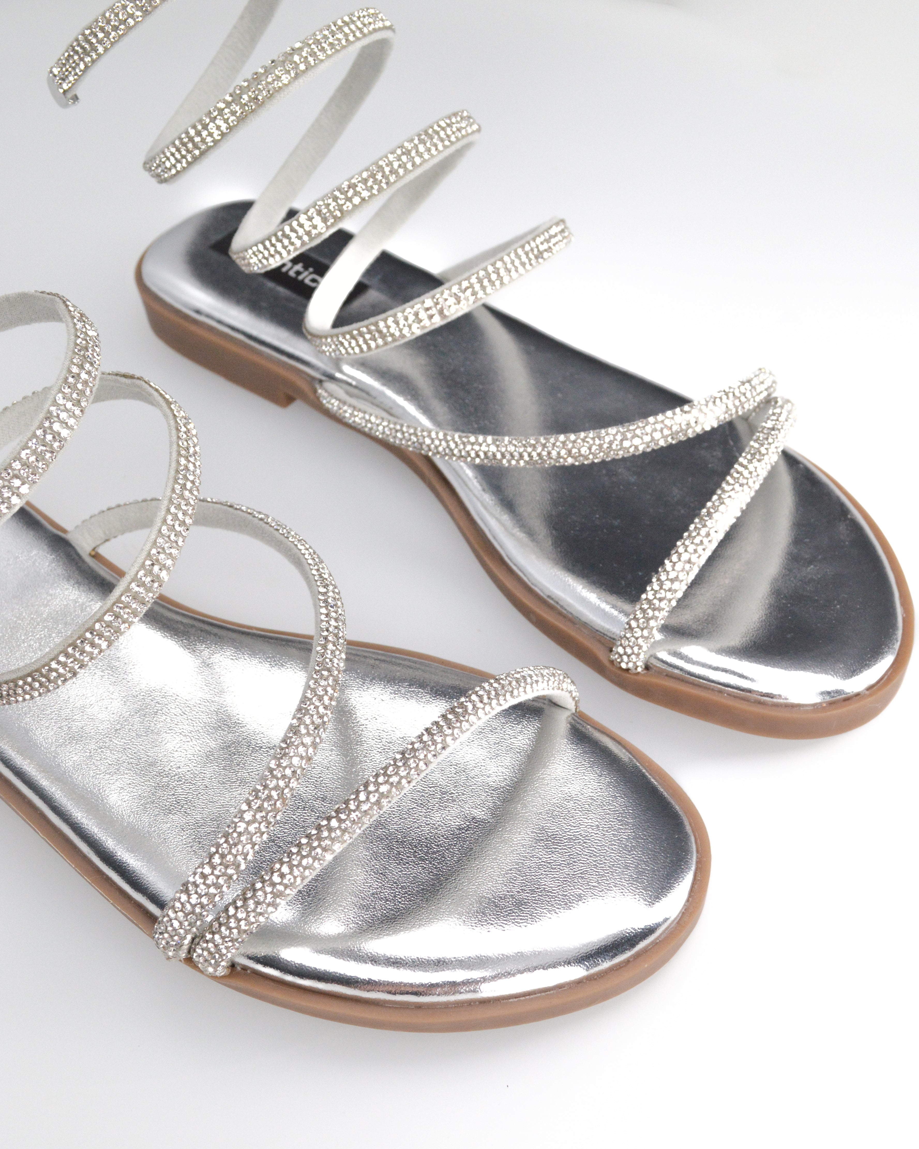 HANNA - sandali flat argentati con spirale