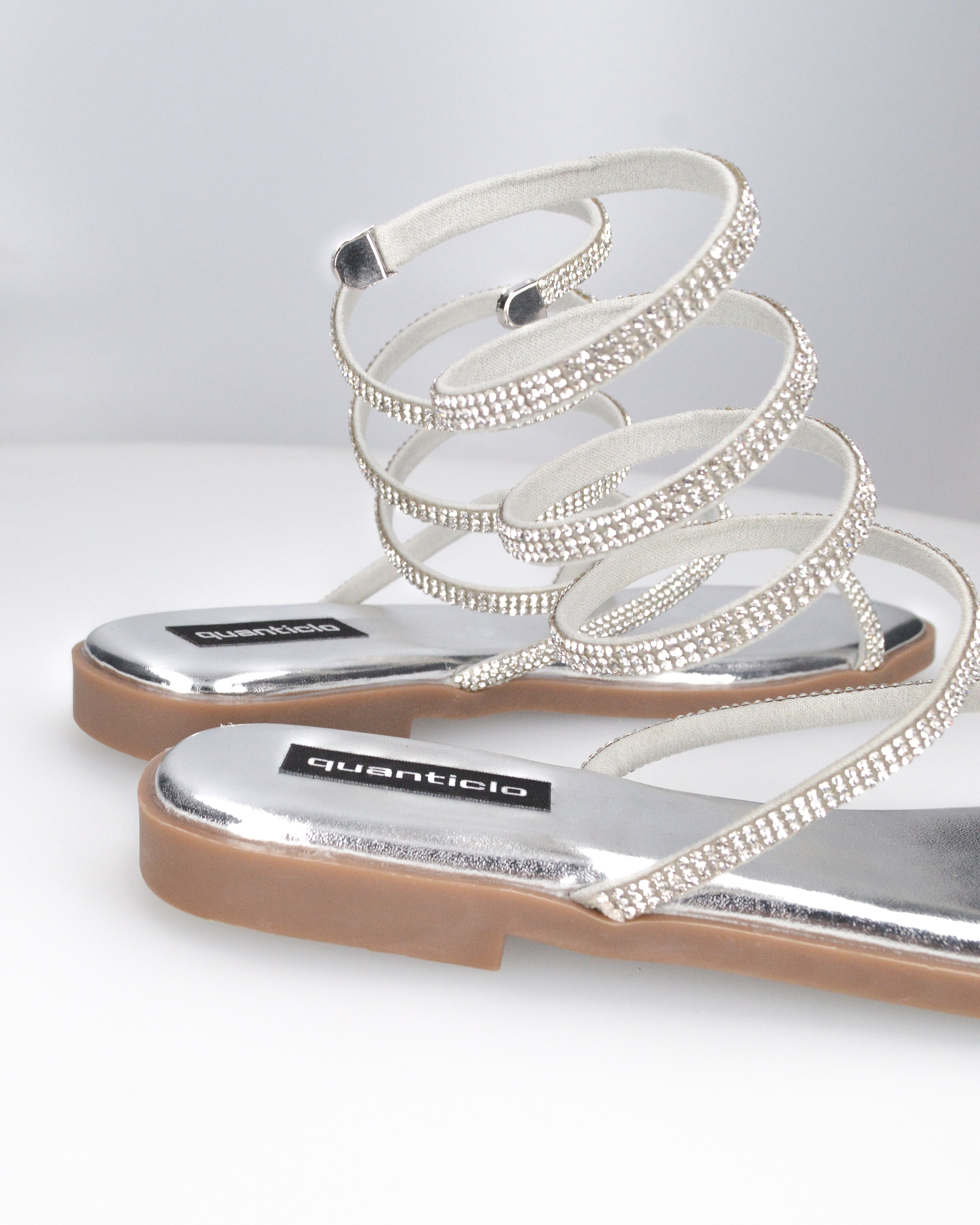 HANNA - sandali flat argentati con spirale