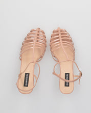 MERYL - sandali con tacco beige con chiusura cinturino