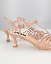 MERYL - sandali con tacco beige con chiusura cinturino