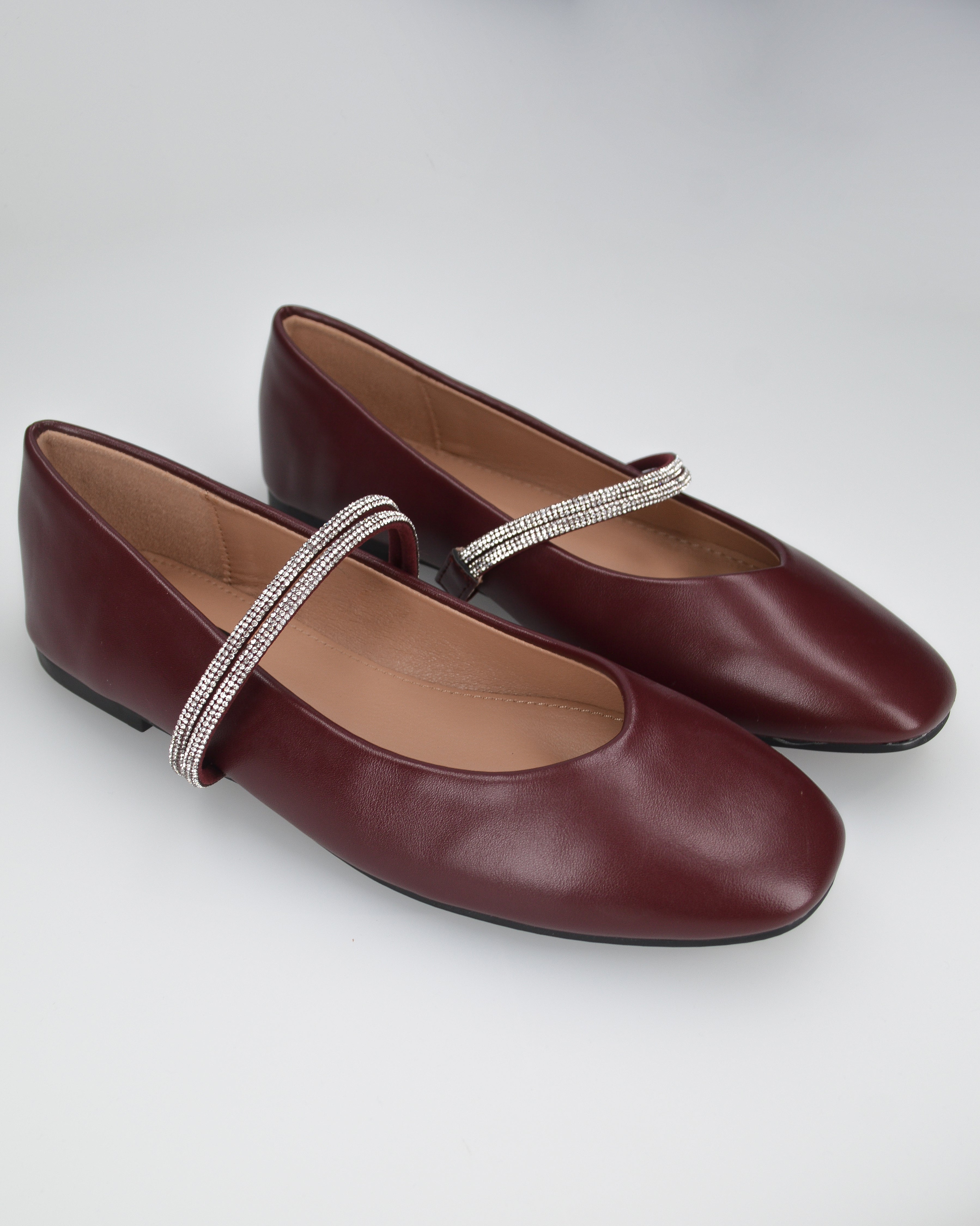 SELMA - ballerine bordeaux con listini glitterati