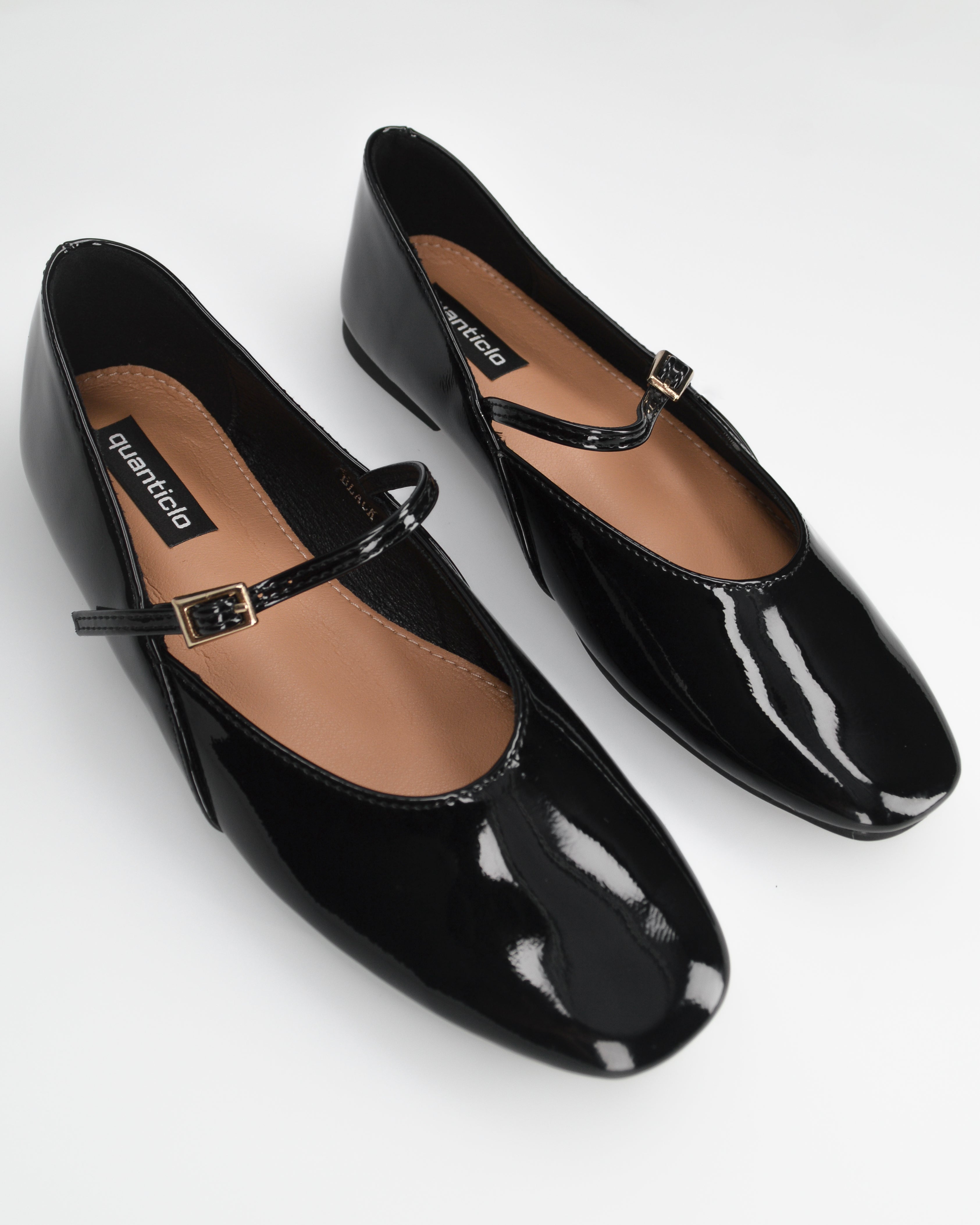 LUPITA - ballerine nere lucide con cinturino
