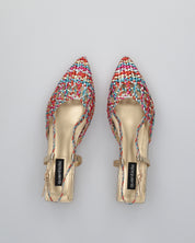TESSY - sandali con materiale intrecciato multicolore