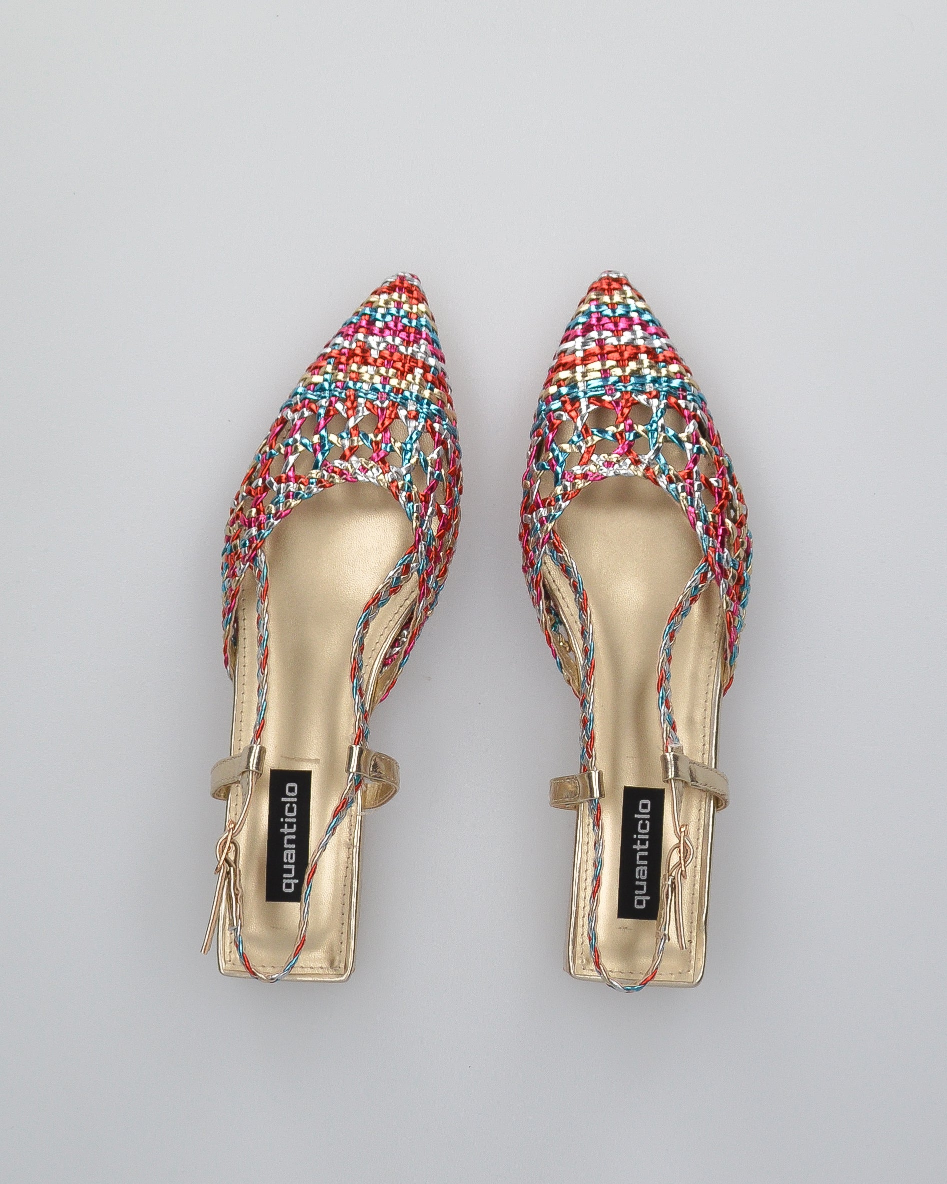 TESSY - sandali con materiale intrecciato multicolore