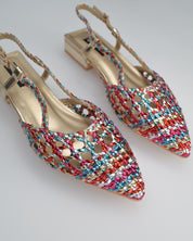 TESSY - sandali con materiale intrecciato multicolore