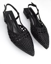 TESSY - sandali con materiale intrecciato nero