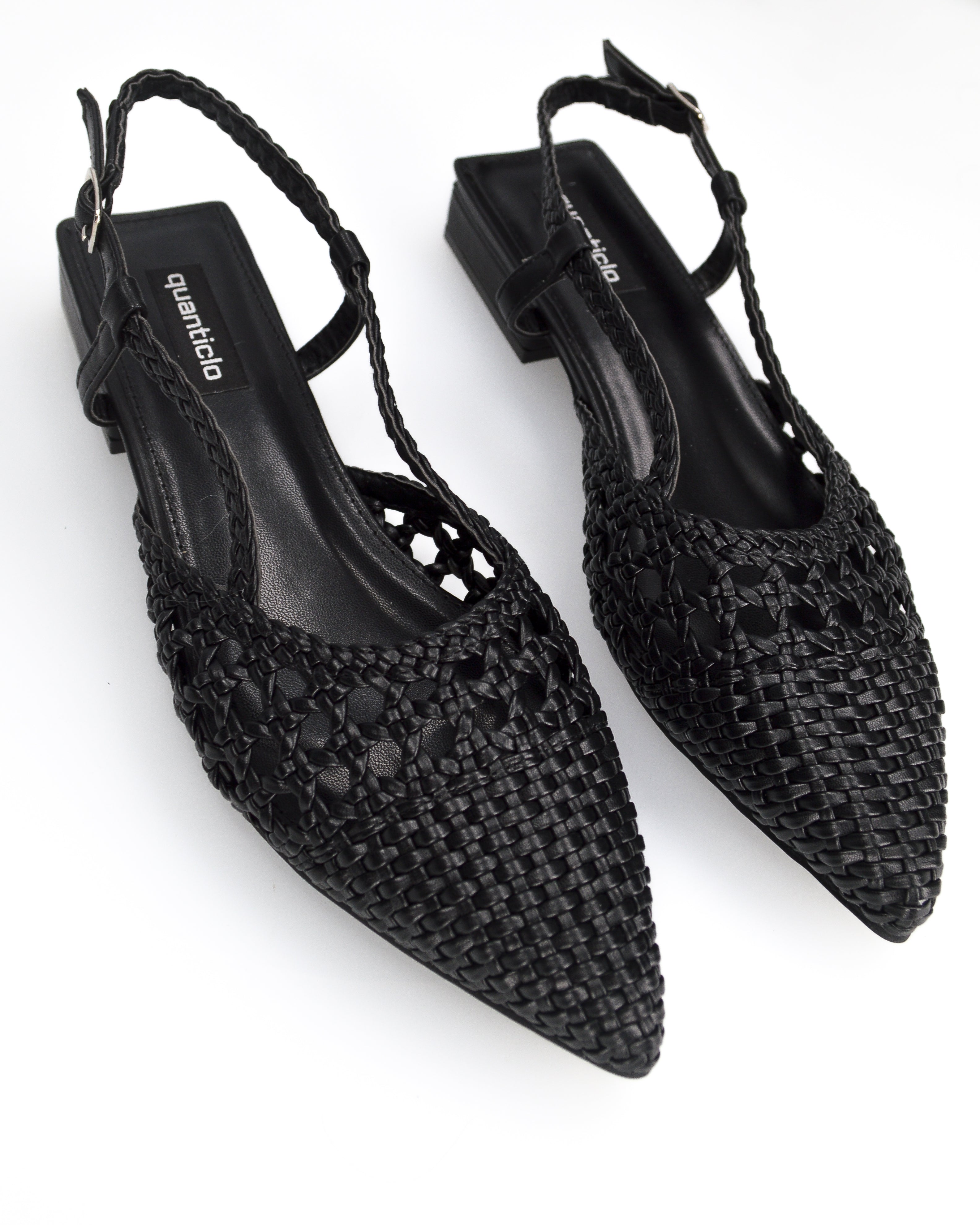 TESSY - sandali con materiale intrecciato nero