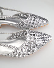 TESSY - sandali con materiale intrecciato argentato