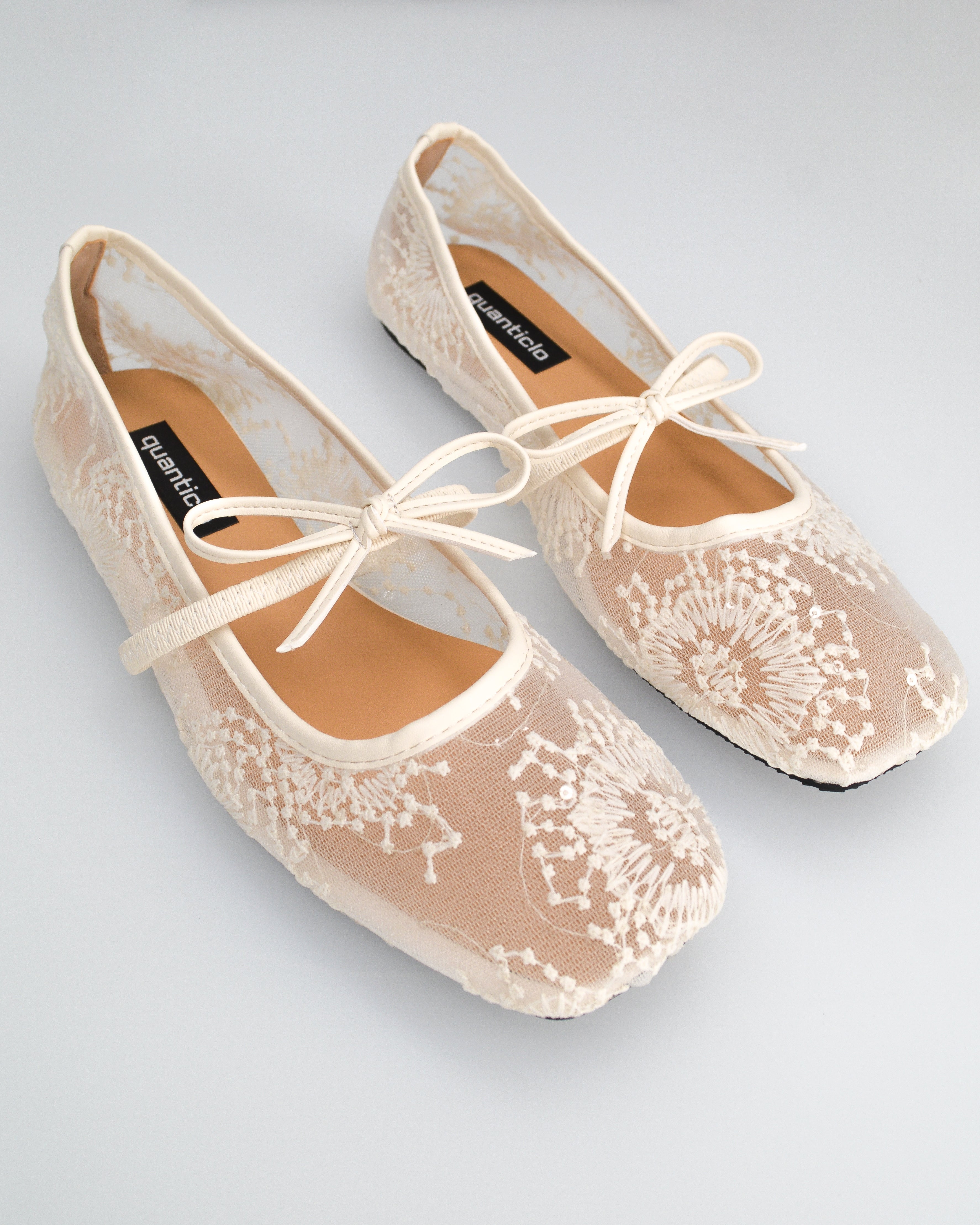 VITTORIA - ballerine beige in pizzo con fiocco