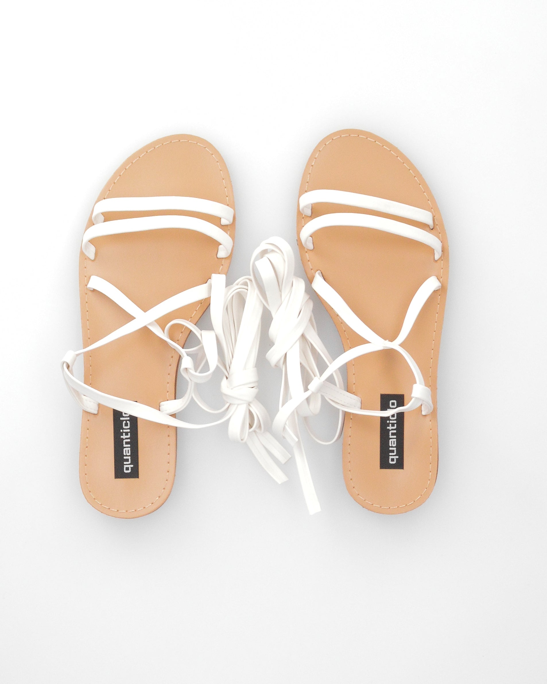 VERIDA - sandali lace-up in simil pelle bianca