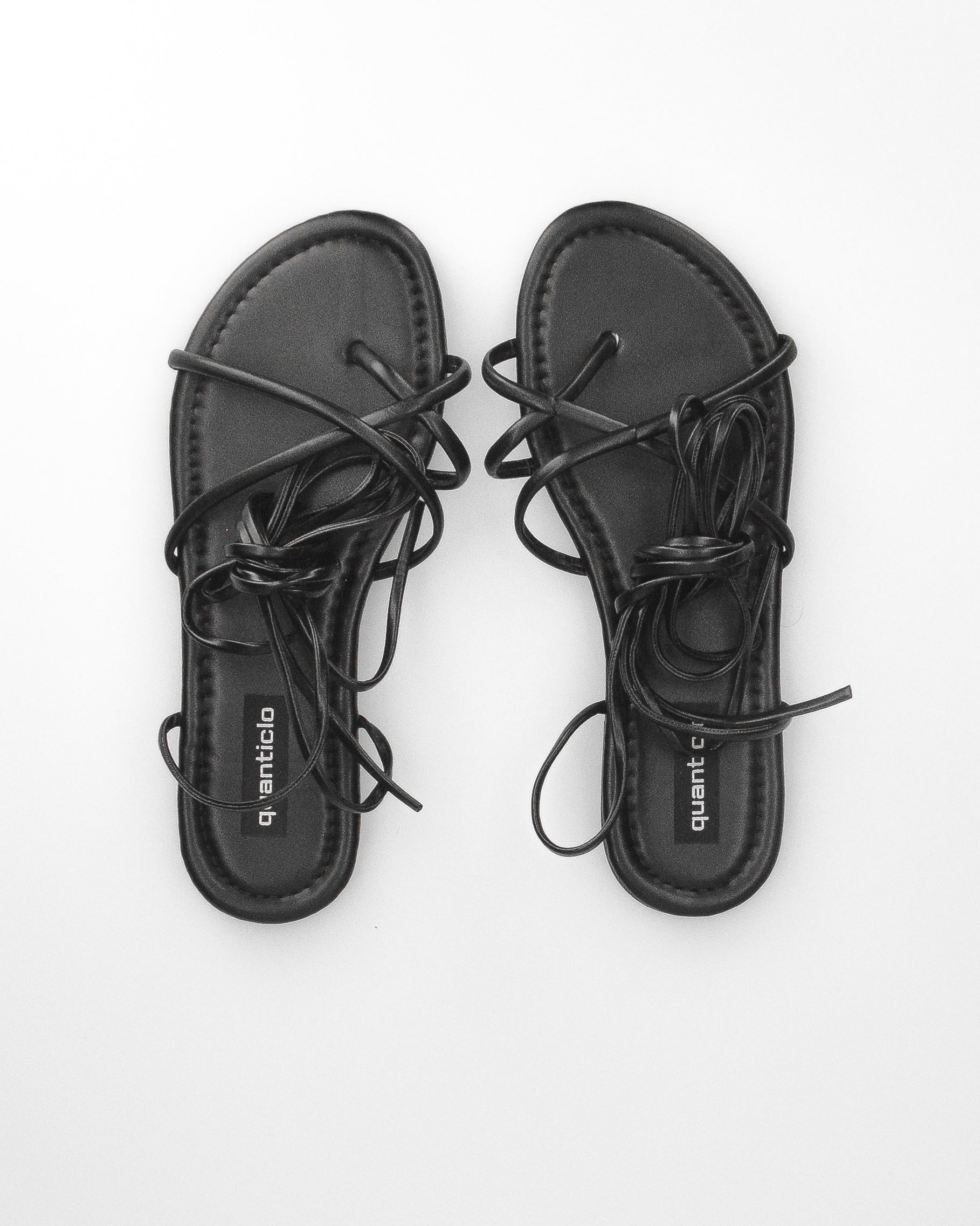 MICOL - sandali flat neri infradito con lacci lunghi