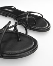 MICOL - sandali flat neri infradito con lacci lunghi