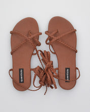 MAE - sandali flat marroni con lacci con trama intrecciata
