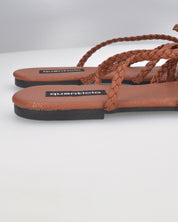 MAE - sandali flat marroni con lacci con trama intrecciata