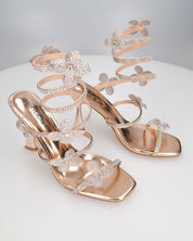 FABIOLA - sandali dorati a spirale con fiori glitter