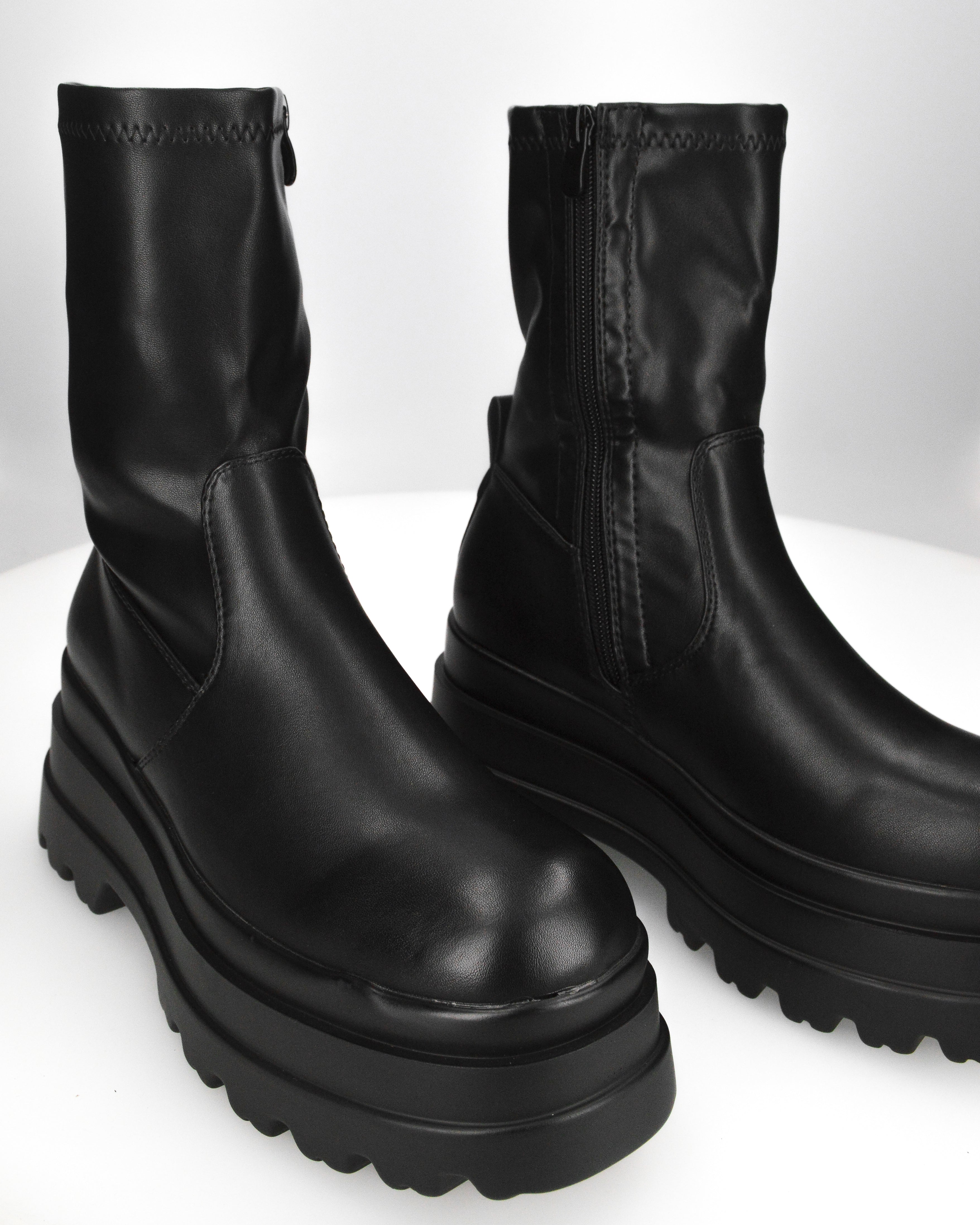 TRILLY - stivaletti platform neri con chiusura zip