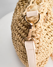 KLAUDE - borsa beige con dettagli dorati e chiusura a secchiello