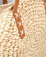 JANINE - borsa tote grande in paglia intrecciata con manici cuoio e zip interna