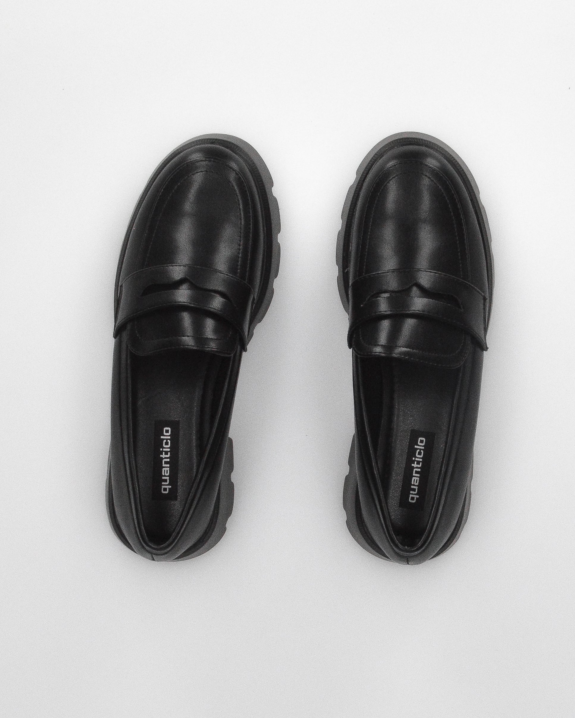 KESSY - mocassino nero con suola carrarmato e mascherina penny loafer