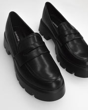 KESSY - mocassino nero con suola carrarmato e mascherina penny loafer