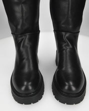 ALICE - stivale alto nero stile anfibio con doppia zip e suola carrarmato