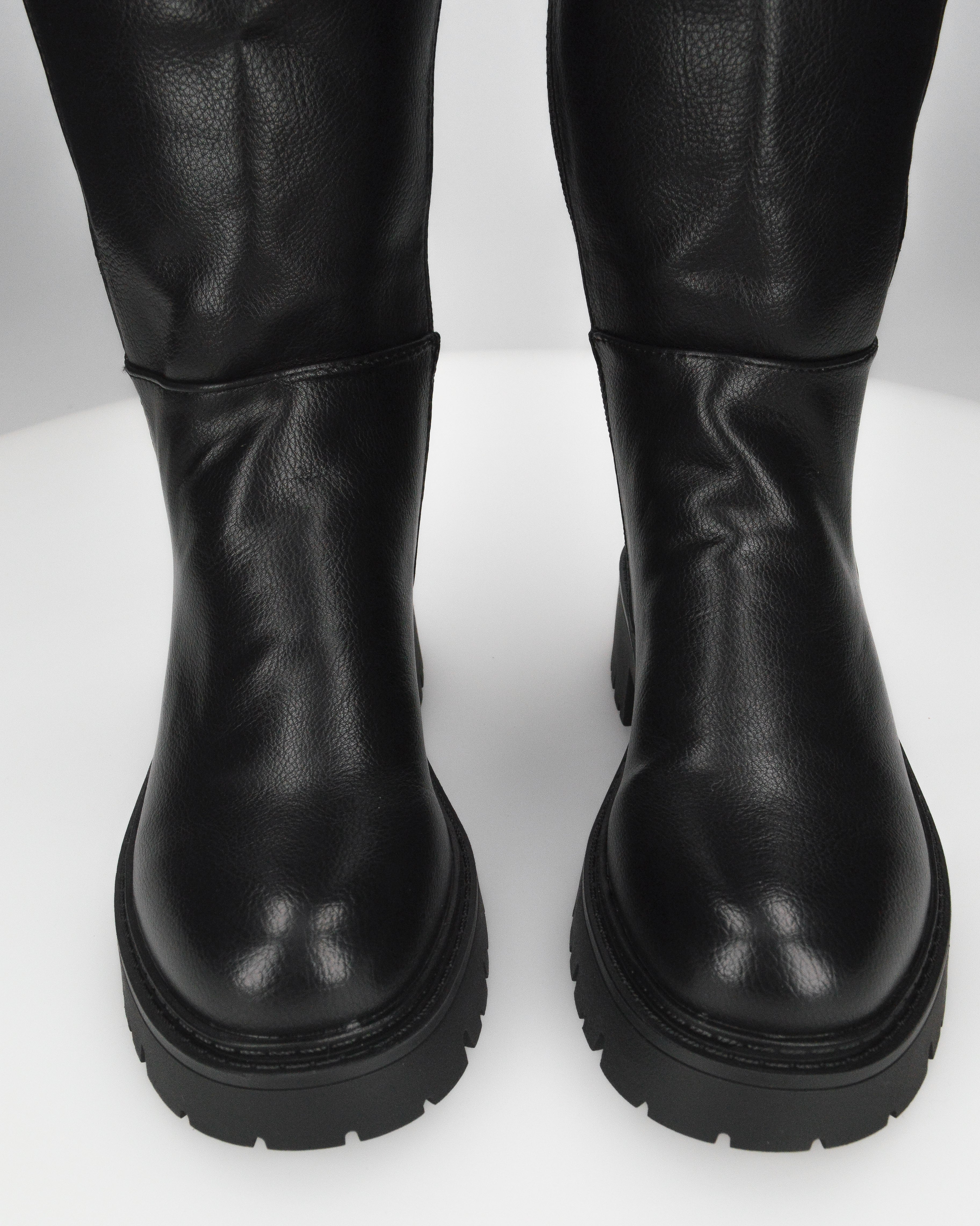 ALICE - stivale alto nero stile anfibio con doppia zip e suola carrarmato